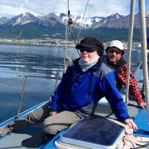 Marion and Tommy on the sailing boat